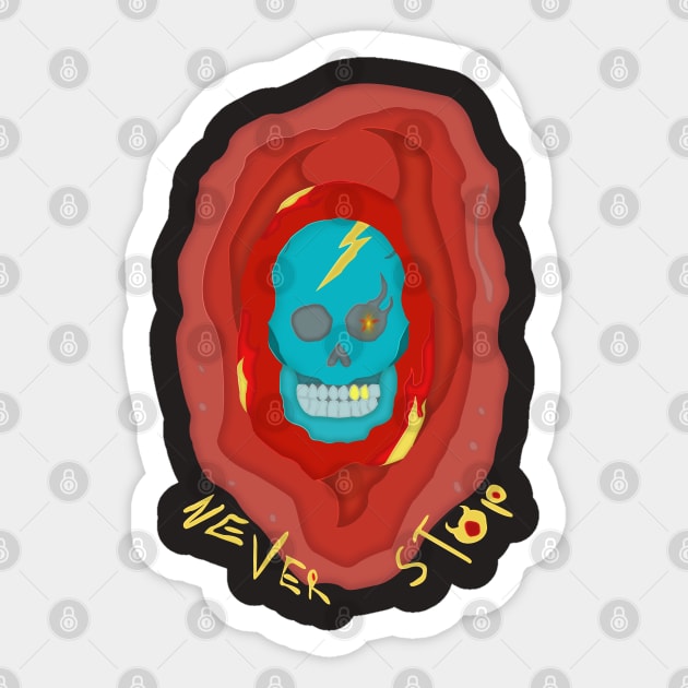 Skull Never Stop Sticker by Byntar